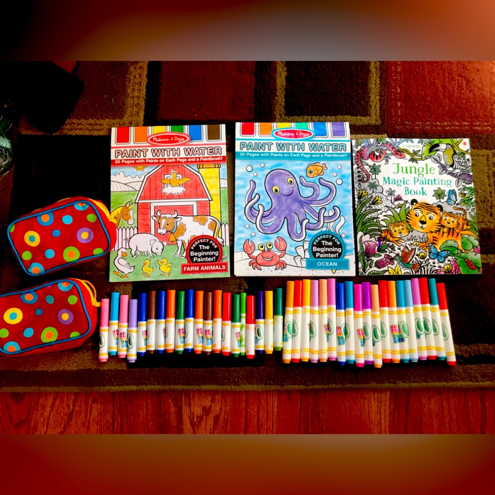 Craft Day—-Children Paint with water books & marker combination.